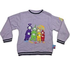 Vintage 90s Teletubbies Sweater Child Size 4 Purple Tinky Winky RARE Ragdoll